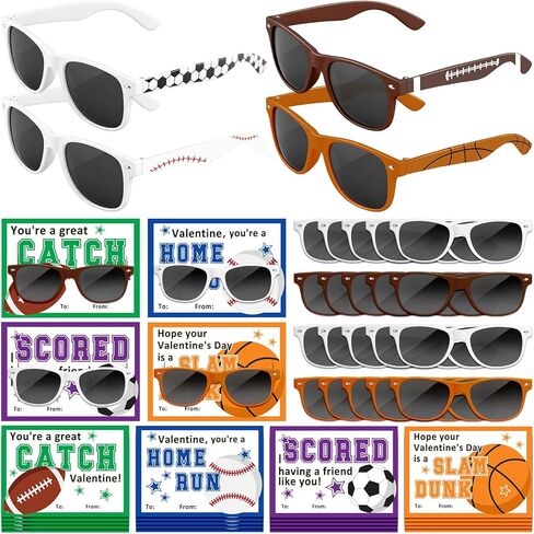 20 Pcs Valentine's Day Gifts Sport Cards With Sunglasses Valentine Sport Party Favors for School Classroom Prize Exchange Gifts Supplies in Saudi Arabia