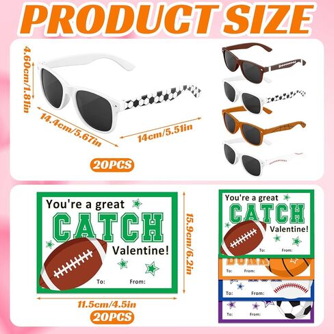 20 Pcs Valentine's Day Gifts Sport Cards With Sunglasses Valentine Sport Party Favors for School Classroom Prize Exchange Gifts Supplies in Saudi Arabia