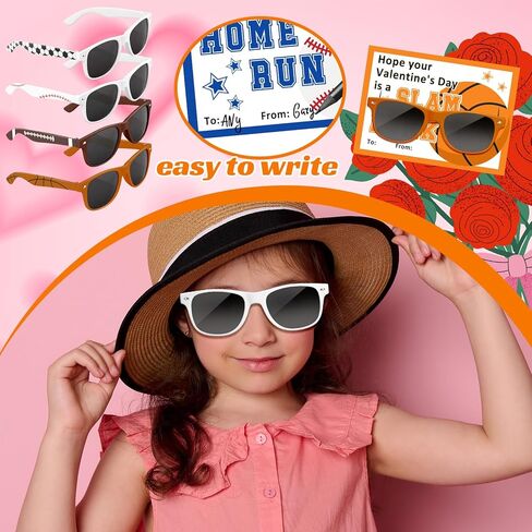 20 Pcs Valentine's Day Gifts Sport Cards With Sunglasses Valentine Sport Party Favors for School Classroom Prize Exchange Gifts Supplies in Saudi Arabia