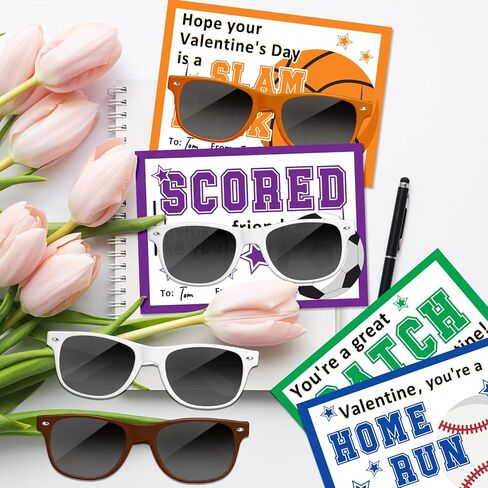 20 Pcs Valentine's Day Gifts Sport Cards With Sunglasses Valentine Sport Party Favors for School Classroom Prize Exchange Gifts Supplies in Saudi Arabia
