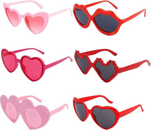 6pcs Funny Heart Shaped Sunglasses for Women - Ideal for Valentine's Day, Galentine Party & Daily Stylish Looks in Saudi Arabia