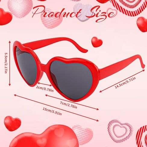 6pcs Funny Heart Shaped Sunglasses for Women - Ideal for Valentine's Day, Galentine Party & Daily Stylish Looks in Saudi Arabia