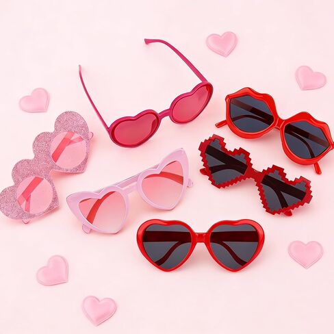 6pcs Funny Heart Shaped Sunglasses for Women - Ideal for Valentine's Day, Galentine Party & Daily Stylish Looks in Saudi Arabia