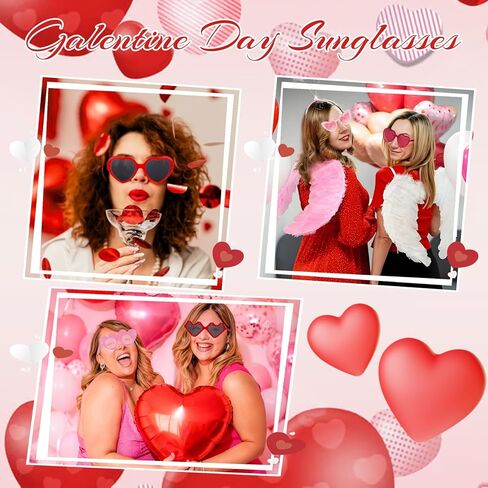 6pcs Funny Heart Shaped Sunglasses for Women - Ideal for Valentine's Day, Galentine Party & Daily Stylish Looks in Saudi Arabia