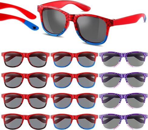 12 Pcs Spider Sunglasses Plastic Sunglasses for Spider Party Favors Goodie Bags Stuffers Birthday Gifts (Blue,Black,Purple) in Kuwait