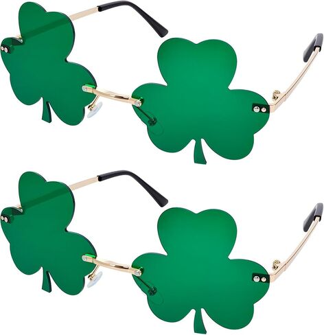 نظارات GUYI Shamrock الشمسية: نظارات يومية جديدة باللون الأخضر بأربع أوراق البرسيم سانت باتريك لأزياء الجني والحفلات in Kuwait