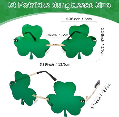 نظارات GUYI Shamrock الشمسية: نظارات يومية جديدة باللون الأخضر بأربع أوراق البرسيم سانت باتريك لأزياء الجني والحفلات in Kuwait
