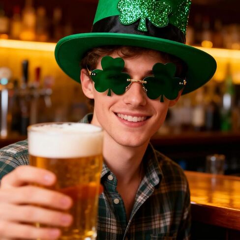 نظارات GUYI Shamrock الشمسية: نظارات يومية جديدة باللون الأخضر بأربع أوراق البرسيم سانت باتريك لأزياء الجني والحفلات in Kuwait