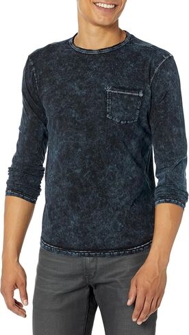 John Varvatos Men's Sid Long Sleeve Crew, Stream Blue in Saudi Arabia