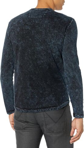 John Varvatos Men's Sid Long Sleeve Crew, Stream Blue in Saudi Arabia