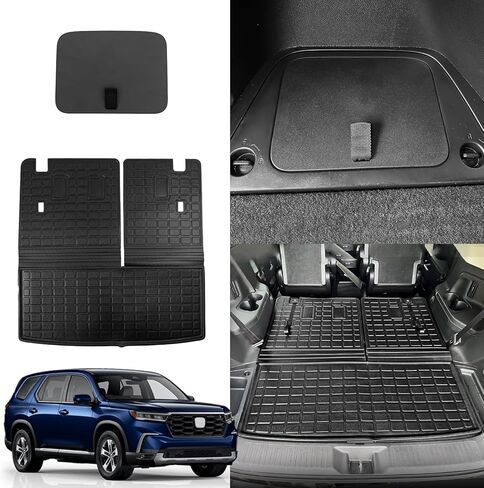 حصيرة Rongtaod للشحن متوافقة مع 2016-2025 2026 Honda Pilot Trunk Mat Cargo Liner Trunk Liner TPE جميع الأحوال الجوية غطاء المقعد الخلفي حامي 2024 ملحقات الطيار (حصيرة صندوق السيارة مع حصيرة مسند الظهر) in Saudi Arabia