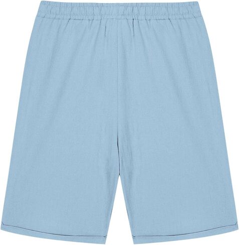 Girls Shorts Summer Linen Capris Pants Casual High Waisted Wide Leg Drawstring Lounge Shorts Beach Vacation Clothes in Saudi Arabia