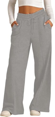 Baggy Sweatpants for Girls Wide Leg Elastic High Waist Sweat Pant Drawstring Athletic Open Bottom Trousers 3-13years in Saudi Arabia