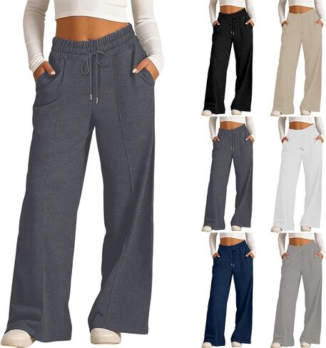 Baggy Sweatpants for Girls Wide Leg Elastic High Waist Sweat Pant Drawstring Athletic Open Bottom Trousers 3-13years in Saudi Arabia