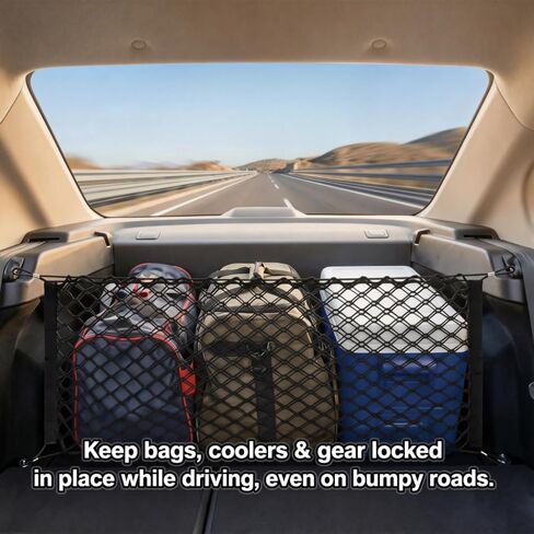 Adjustable Elastic Cargo Net with Hooks, Expandable Truck Bed Organizer for SUV, Sedan & Pickup, Heavy-Duty Stretchable Storage Mesh in Saudi Arabia