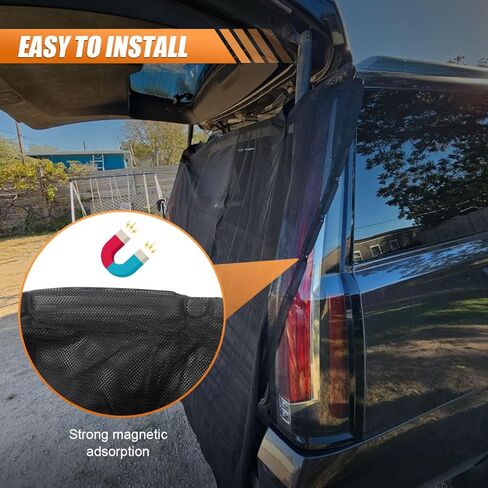 Car Tailgate Mesh Screen, 72"x 58.5" Magnetic Car Net for SUV Camping, UV & Bug Protection, Breathable Auto Gate Hatch Sunshade Net, Universal Camping Accessoires for SUV, MPV, Hatchback in Saudi Arabia