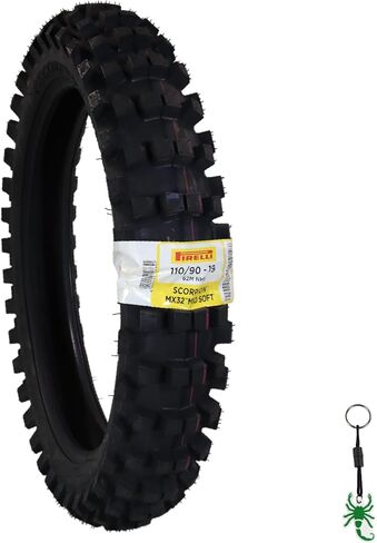 إطار الدراجة الترابية الخلفية Pirelli Scorpion MX 32 Mid Soft 110/90-19 مع سلسلة مفاتيح - فردي in Kuwait
