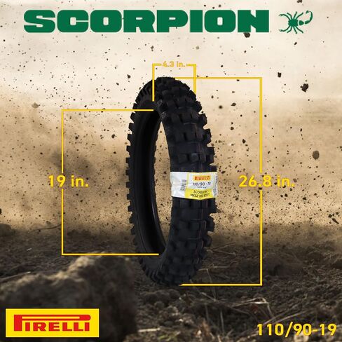إطار الدراجة الترابية الخلفية Pirelli Scorpion MX 32 Mid Soft 110/90-19 مع سلسلة مفاتيح - فردي in Kuwait