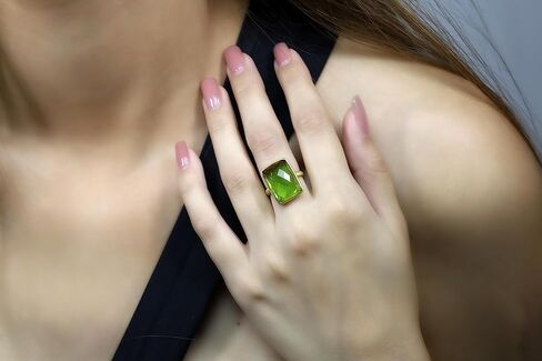 Bezel Set Rectangle Peridot Ring - Gold Filled Statement Jewelry - August Birthstone Ring for Women in Saudi Arabia