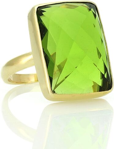 Bezel Set Rectangle Peridot Ring - Gold Filled Statement Jewelry - August Birthstone Ring for Women in Saudi Arabia