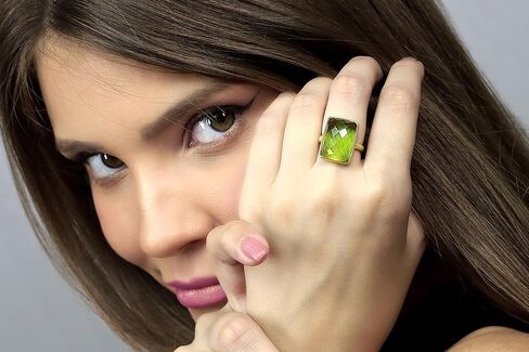 Bezel Set Rectangle Peridot Ring - Gold Filled Statement Jewelry - August Birthstone Ring for Women in Saudi Arabia