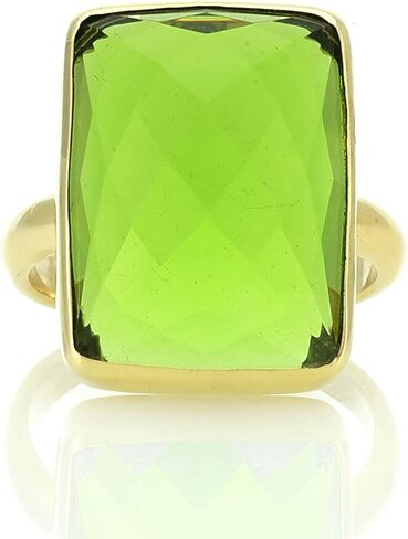 Bezel Set Rectangle Peridot Ring - Gold Filled Statement Jewelry - August Birthstone Ring for Women in Saudi Arabia