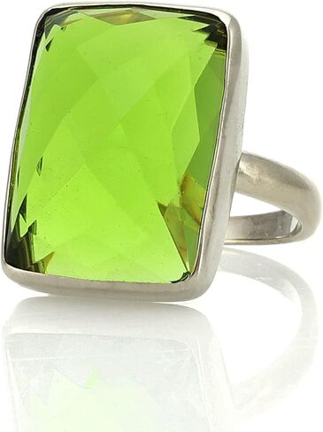 Bezel Set Rectangle Peridot Ring - Gold Filled Statement Jewelry - August Birthstone Ring for Women in Saudi Arabia
