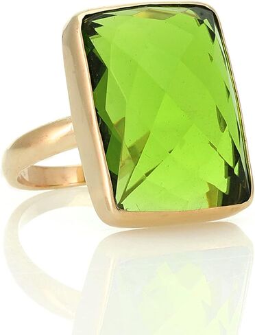 Bezel Set Rectangle Peridot Ring - Gold Filled Statement Jewelry - August Birthstone Ring for Women in Saudi Arabia