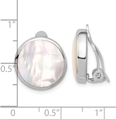 أقراط Diamond2Deal من الفضة الإسترليني والروديوم والصدف دائرية غير مثقوبة (L- 0.61 بوصة، W- 0.6 بوصة) in Saudi Arabia