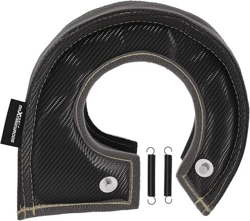 بطانية maxpeedingrods T6 من ألياف الكربون توربو غطاء درع الحرارة مع زنبركات تثبيت لـ HX52 HT60 GT40 T88 GT55 GT5533R GT5541R T88 Turbo in Kuwait