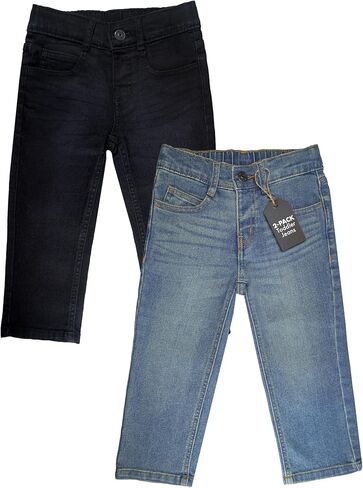 بنطلون جينز للأطفال الصغار من Wrangler Authentics - قطعتان من القماش سهل الارتداء مع قماش ناعم وقابل للتمدد - حزام خصر قابل للتعديل، مقاس كلاسيكي، متين in Saudi Arabia
