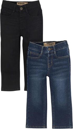 بنطلون جينز للأطفال الصغار من Wrangler Authentics - قطعتان من القماش سهل الارتداء مع قماش ناعم وقابل للتمدد - حزام خصر قابل للتعديل، مقاس كلاسيكي، متين in Saudi Arabia