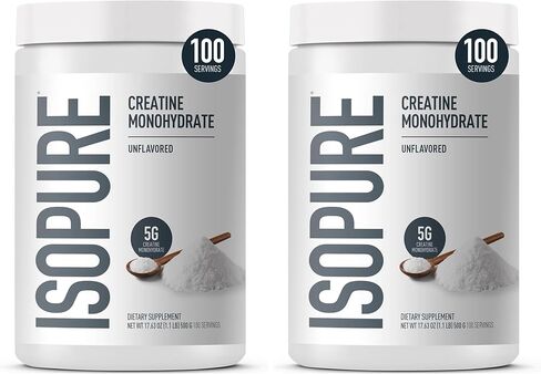 Isopure Unflavored Creatine Monohydrate Powder, Zero Added Ingredients, No Calories, 5g Creatine Monohydrate per scoop, 100 Servings, 500g in Kuwait