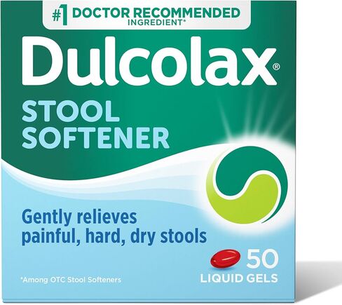 Dulcolax Stool Softener Laxative Liquid Gel Capsules (50ct) Gentle Relief, Docusate Sodium 100mg in Kuwait