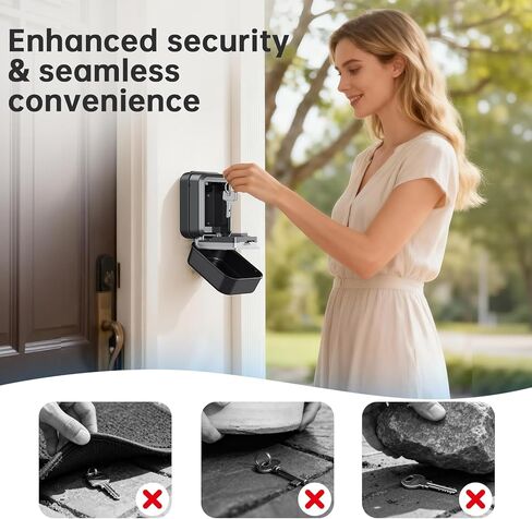Smart Key Lock Box - Bluetooth APP(Tuya APP) Control & PIN Code, IP65 Weatherproof Wall Mounted Lock Box for Airbnb, Realtor, Home Office, Holds 5 Keys+3 Access Cards in Kuwait
