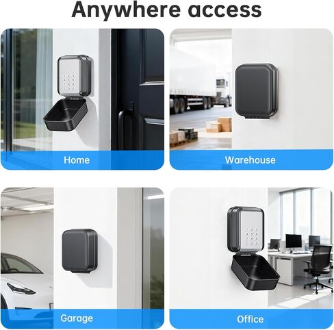 Smart Key Lock Box - Bluetooth APP(Tuya APP) Control & PIN Code, IP65 Weatherproof Wall Mounted Lock Box for Airbnb, Realtor, Home Office, Holds 5 Keys+3 Access Cards in Kuwait