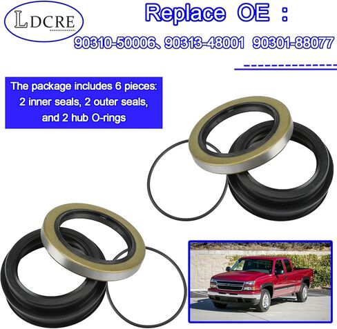 6 قطع طقم ختم محور العجلة الخلفية 90310-50006، 90313-48001، متوافق مع Toyota 4Runner، Tacoma، T100، Tundra، Pickup 1979-2006، يستبدل 90301-88077، مجموعة ختم المحور الخارجي الداخلي OEM لمحور المحرك الخلفي in Kuwait