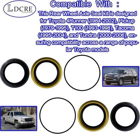 6 قطع طقم ختم محور العجلة الخلفية 90310-50006، 90313-48001، متوافق مع Toyota 4Runner، Tacoma، T100، Tundra، Pickup 1979-2006، يستبدل 90301-88077، مجموعة ختم المحور الخارجي الداخلي OEM لمحور المحرك الخلفي in Kuwait