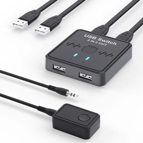 Switch USB3.0 ، فاصل USB ، محدد ثنائي الاتجاه 2 في 1 Out/ 1 في 2 ، شارك أجهزة USB بين 2 كمبيوتر للطابعة ولوحة المفاتيح والماسحة الضوئية والماوس مع 2pcs A إلى كابلات ووحدة تحكم سطح المكتب in Kuwait