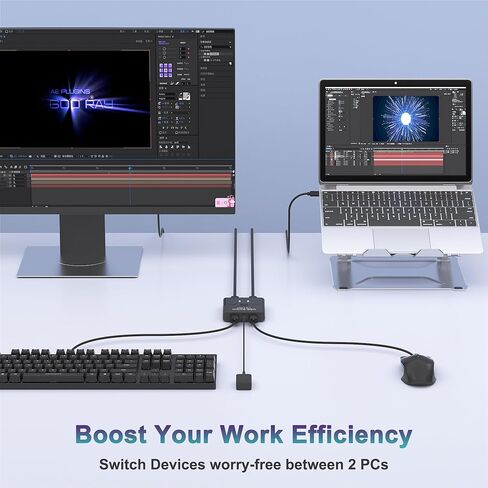 Switch USB3.0 ، فاصل USB ، محدد ثنائي الاتجاه 2 في 1 Out/ 1 في 2 ، شارك أجهزة USB بين 2 كمبيوتر للطابعة ولوحة المفاتيح والماسحة الضوئية والماوس مع 2pcs A إلى كابلات ووحدة تحكم سطح المكتب in Kuwait