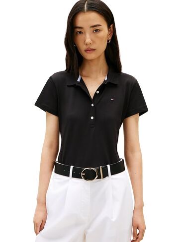 Tommy Hilfiger Womens Cotton Pique Short Sleeve Polo Shirt in Classic Fit with Stretch in Saudi Arabia
