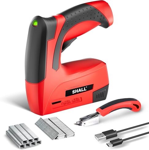 SHALL Electric Staple Gun, 2 in 1 Cordless Upholstery Stapler Nail Gun for Wood, 4V Rechargeable Brad Nailer Kit w/ 2500 Staples Nails, Staple Remover & Fast Charger for Crafts, DIY, Decoration in Saudi Arabia