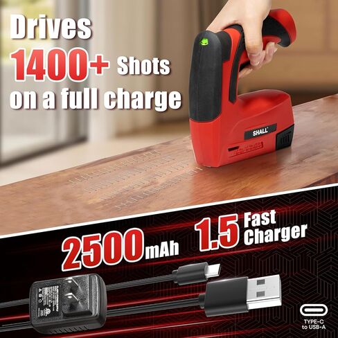 SHALL Electric Staple Gun, 2 in 1 Cordless Upholstery Stapler Nail Gun for Wood, 4V Rechargeable Brad Nailer Kit w/ 2500 Staples Nails, Staple Remover & Fast Charger for Crafts, DIY, Decoration in Saudi Arabia
