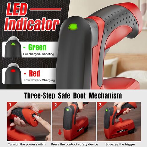 SHALL Electric Staple Gun, 2 in 1 Cordless Upholstery Stapler Nail Gun for Wood, 4V Rechargeable Brad Nailer Kit w/ 2500 Staples Nails, Staple Remover & Fast Charger for Crafts, DIY, Decoration in Saudi Arabia