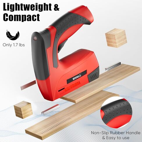 SHALL Electric Staple Gun, 2 in 1 Cordless Upholstery Stapler Nail Gun for Wood, 4V Rechargeable Brad Nailer Kit w/ 2500 Staples Nails, Staple Remover & Fast Charger for Crafts, DIY, Decoration in Saudi Arabia