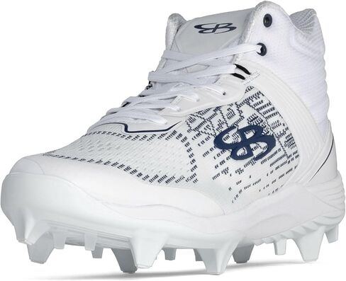 Boombah Viper Pureknit Men's Molded Mid Cleat - White Out - Multiple Color Options - Multiple Sizes in Saudi Arabia