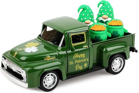 Hxezoc St Patricks Day Shamrock Truck Decor Green Vintage Metal Truck Spring Farmhouse Tabletop Mantle Decoration for Home Kitchen Office St Patricks Day Theme Party Supplies in Saudi Arabia