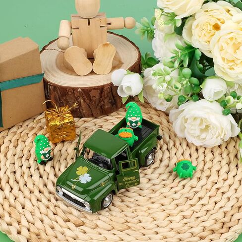 Hxezoc St Patricks Day Shamrock Truck Decor Green Vintage Metal Truck Spring Farmhouse Tabletop Mantle Decoration for Home Kitchen Office St Patricks Day Theme Party Supplies in Saudi Arabia