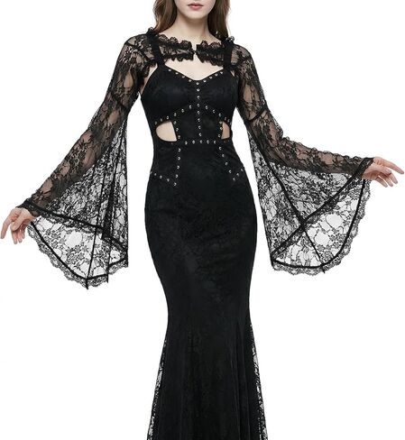 Bolero Shrug Top Trad Black Victorian Sleeves Sheer Mesh Cover Up Top for Vampire Cosplay Masquerade Carnival Party in Kuwait