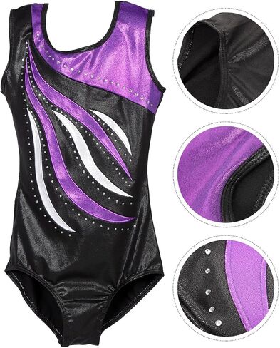 TEHAUX Gymnastics Leotard with Ballet Skirt, Washable and Quick-drying Purple Dance Performance Outfit for Ages 9-10 in Saudi Arabia